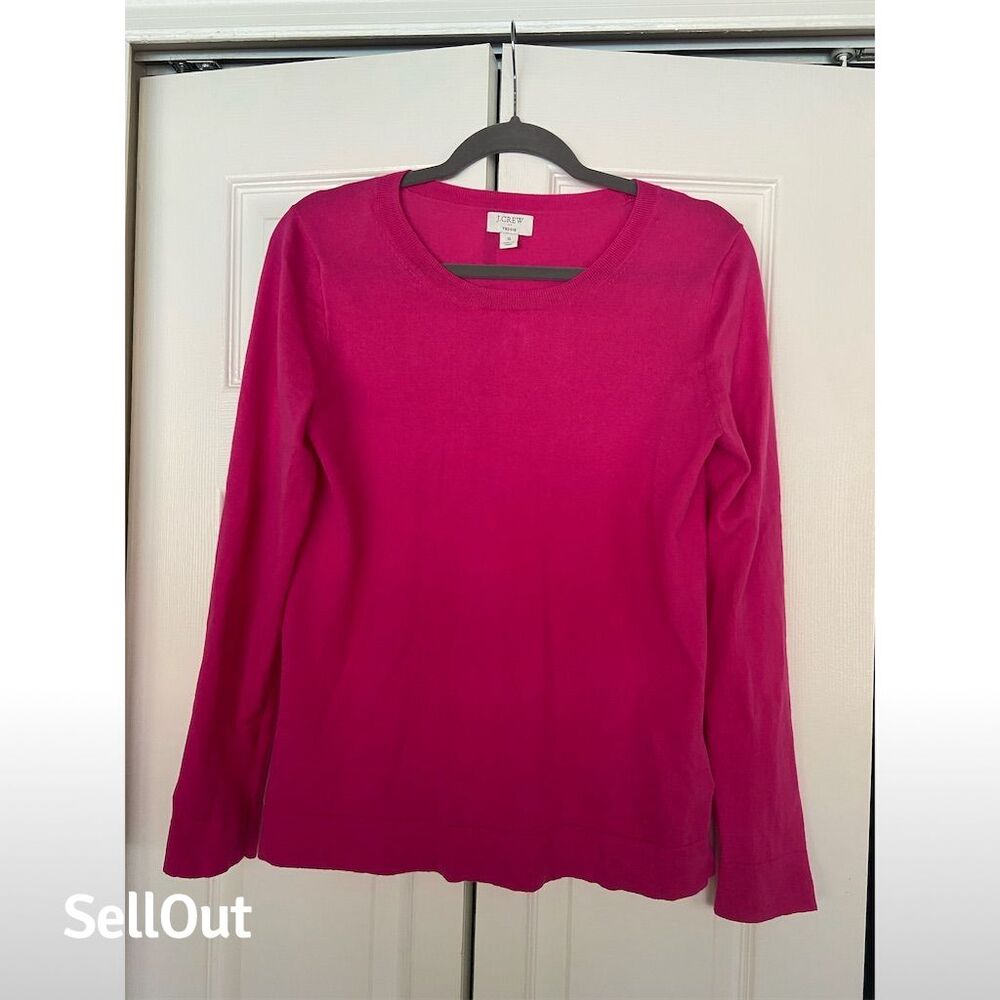 J. Crew Women's Standard S Fuchsia Pink Crew Neck Long Sleeve Sweater Casual